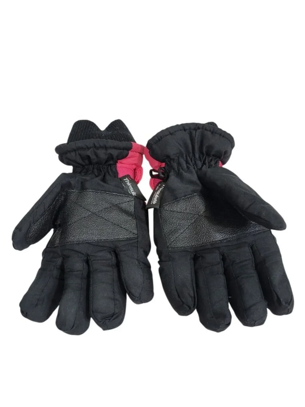 Thinsulate Black Pink Insulated Gloves Adjustable Strap Thermal Lining Women's S